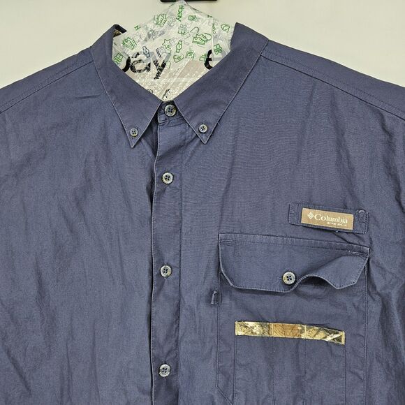 Columbia‎ Shirt Mens XXL PHG Button Up Vented Hunting Outdoors Blue Long Sleeve - Picture 2 of 12